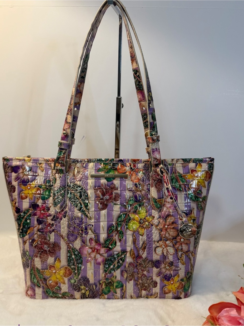 Brahmin medium Asher pinstripe petals Melbourne